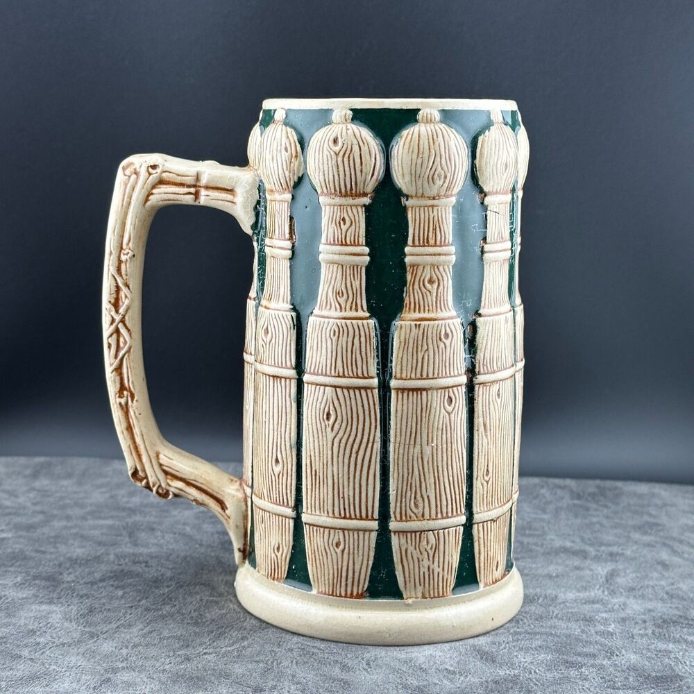Antique Matthias Girmscheid Beer Stein Bowling Pins Decor 1266 Germany 7" NO LID